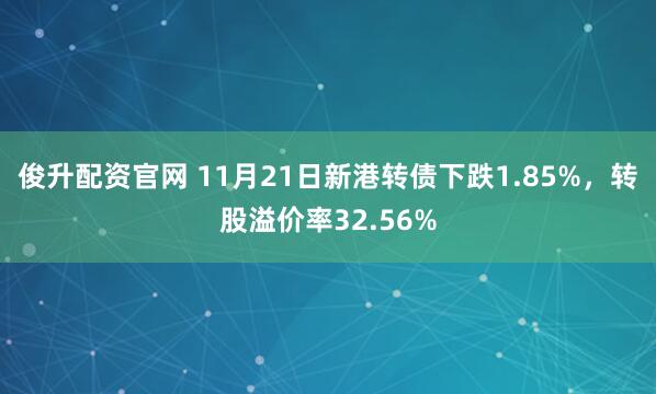 俊升配资官网 11月21日新港转债下跌1.85%，转股溢价率32.56%