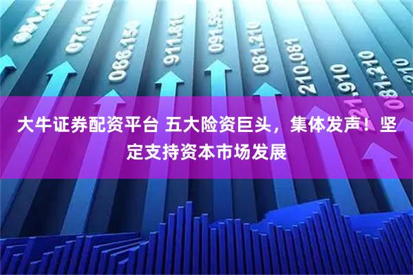 大牛证券配资平台 五大险资巨头，集体发声！坚定支持资本市场发展